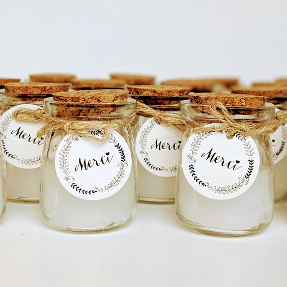 Personalised Mini Cork Jar Candle Votive favour