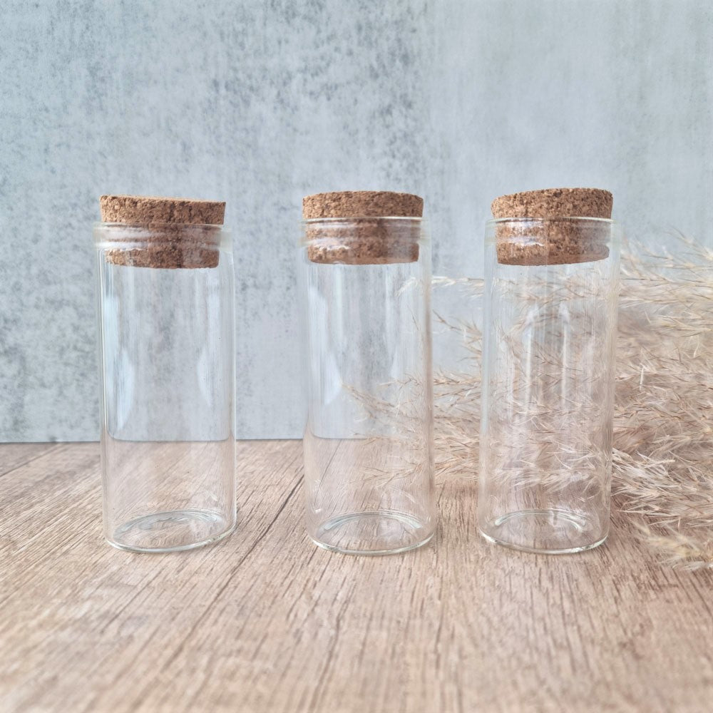 Glass tube jar with cork lid 70ml