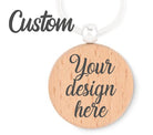 Custom design round beechwood keyring