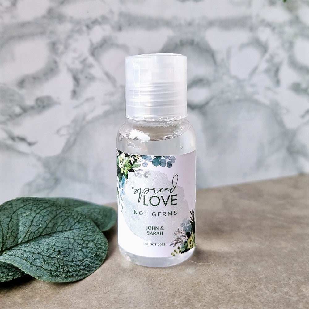 Spread Love not germs 50ml Hand Sanitiser perfect as a wedding favour
