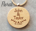 Floral design beechwood keyring thank you gift