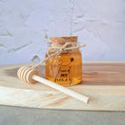 Honey in a Mini Cork Jar with wooden honey dipper favour- 50ml