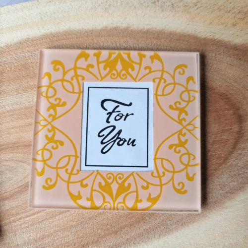 Golden brocade frame glass coaster 