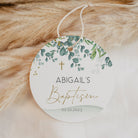 Gold and Green Eucalyptus for personalised thank you tags Baptism