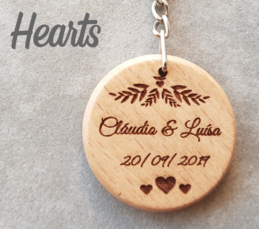 Hearts and leaves design round thank you key holder