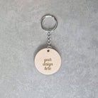 Personalised Round wooden keyring Simply Wedding Favours 