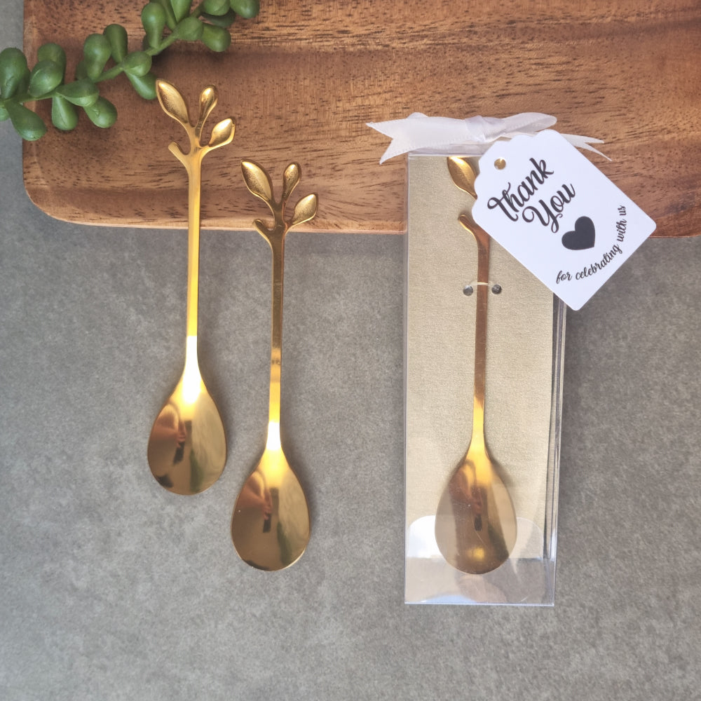 gold leaf design spoon in gift box favour