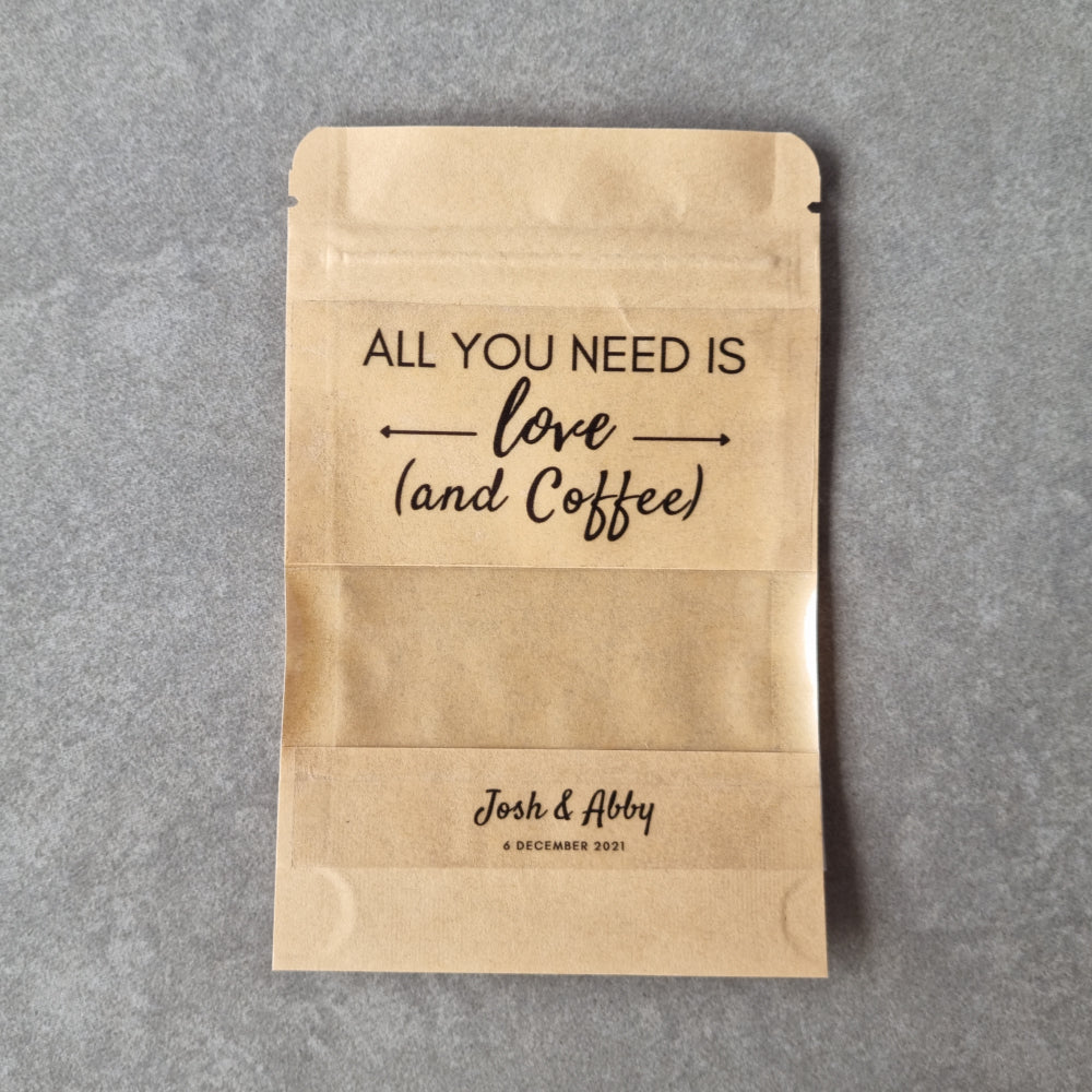 personalised coffee favour pouches