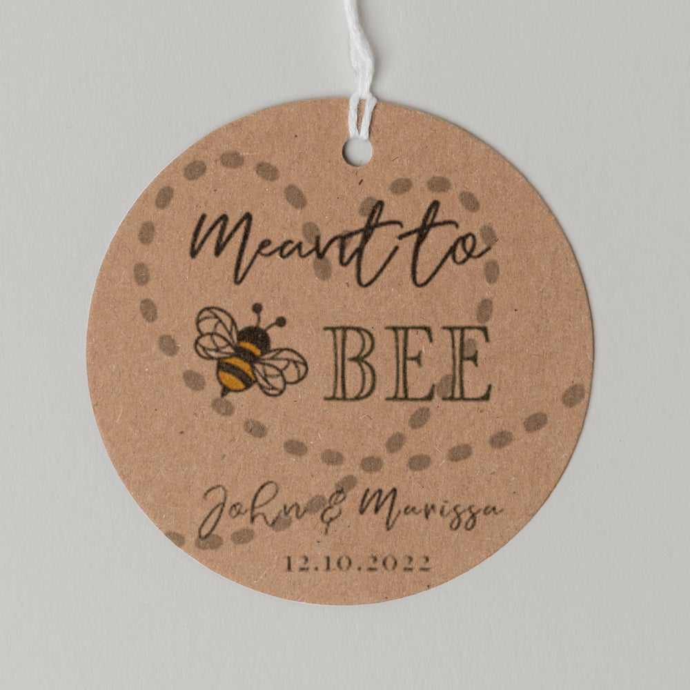 Meant To Bee Sweet Honey Favour Thank You Tags Personalise it Simply Design Studio Round Kraft 