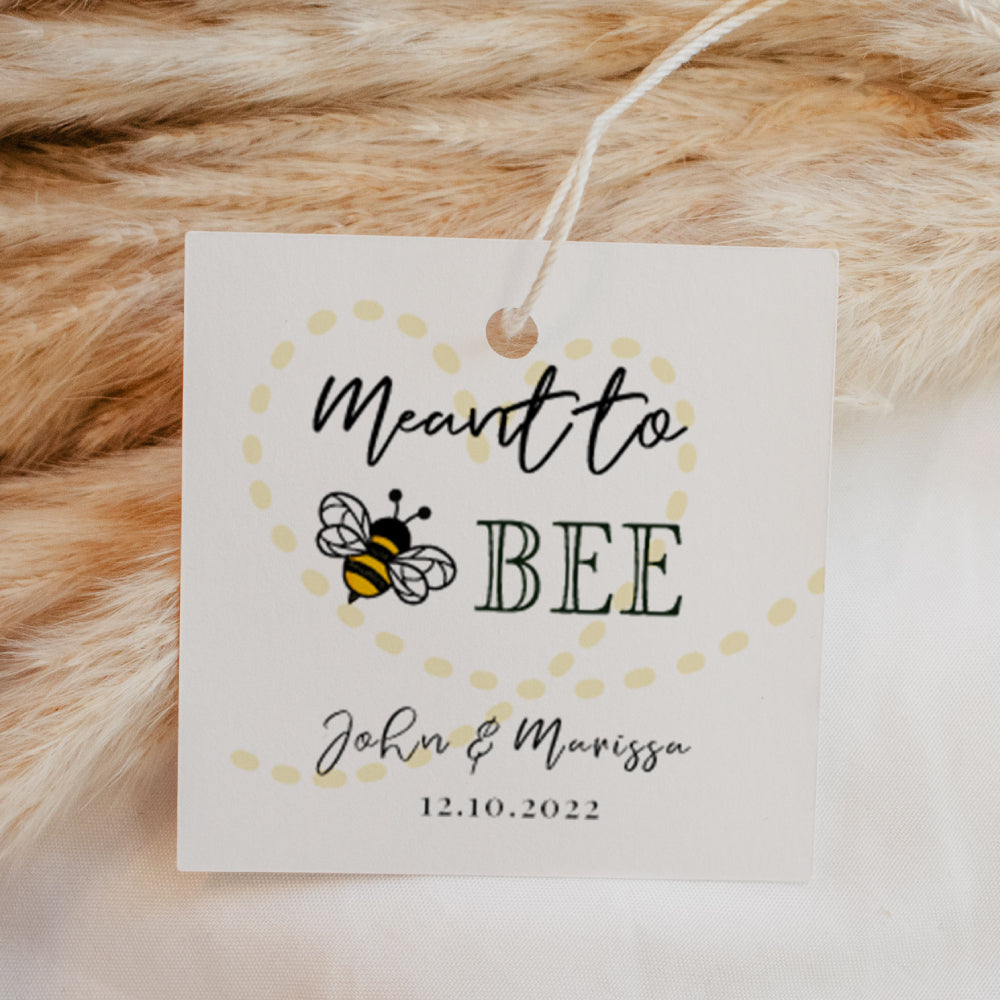 Meant To Bee Sweet Honey Favour Thank You Tags Personalise it Simply Design Studio Square White 