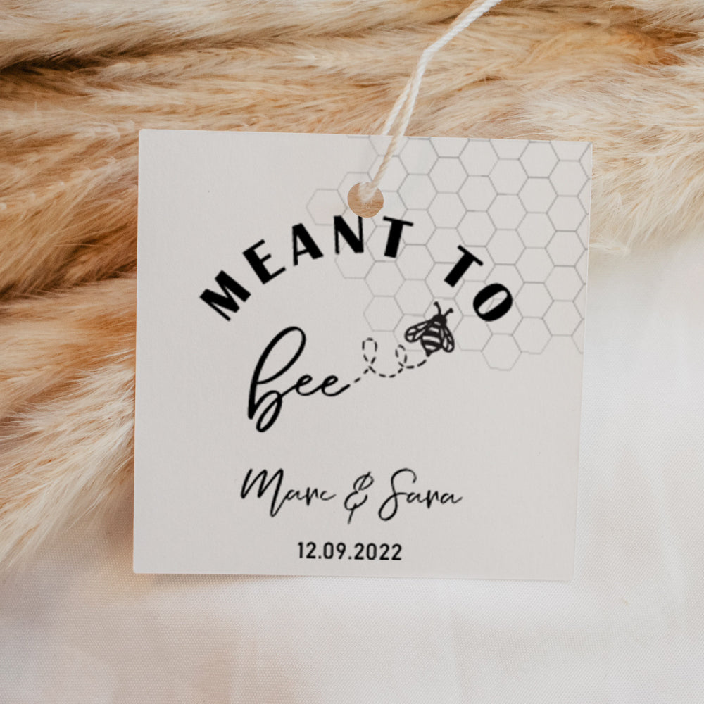 Meant To Bee Favour Thank You Tags Personalise it Simply Design Studio Square White 