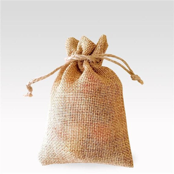 Mini Rustic Burlap Drawstring Hessian favour bags - each Wedding Favors Simply Wedding Favours No 