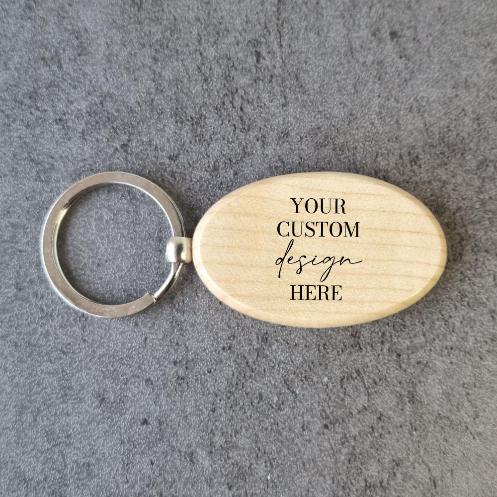 Oval Shaped Wooden Keyring – Simply Wedding Favours