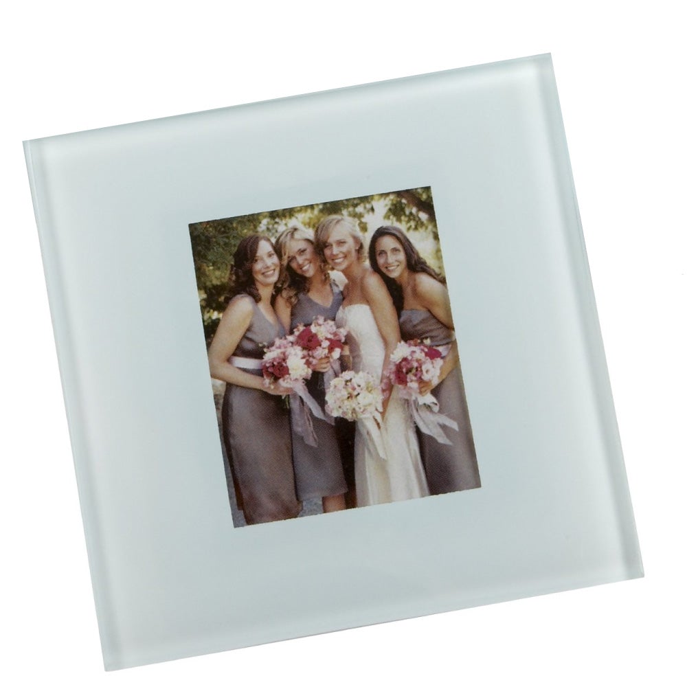forever photo frosted glass picture frame glass coaster with photo insert