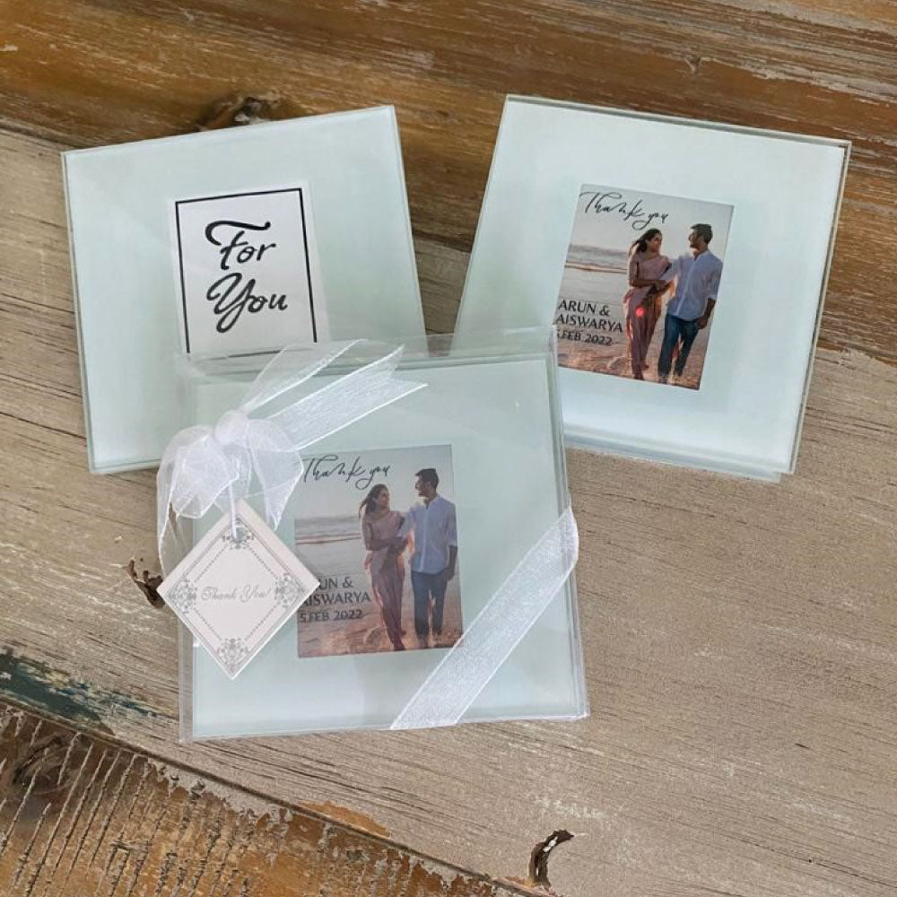 Forever Frosted Picture Frame Coaster set with photo insert