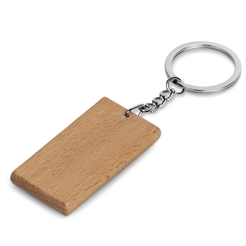 rectangular beech wood keyring