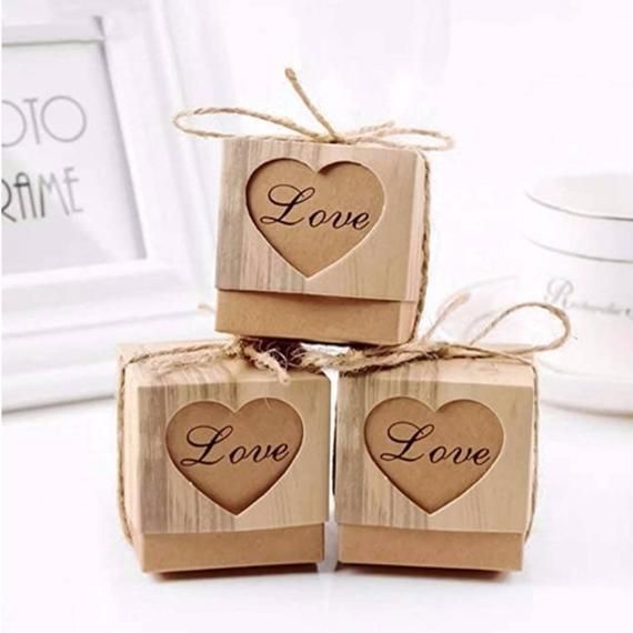 Rustic Favour Box - Hearts in Love (each) DIY Something Blue 