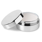 Elegant silver lip balm with lid open