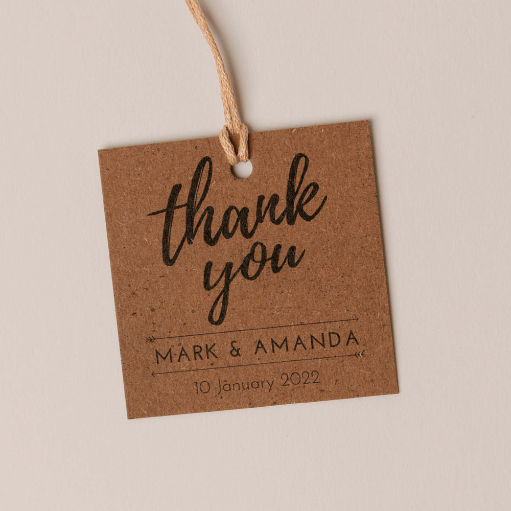 Square Thank You Tag - Simple Thank You Gift Tags & Labels Simply Favours Black on kraft 