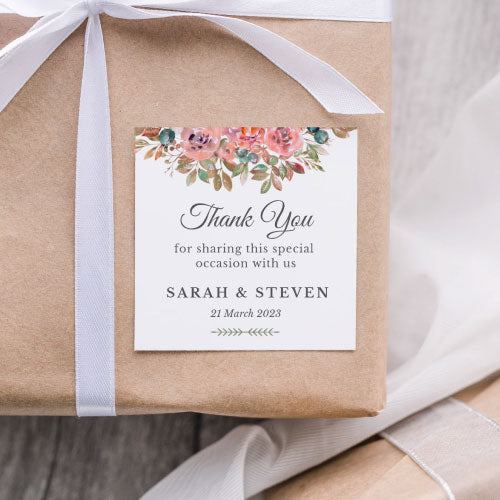 Square sticker tag in autumn hues