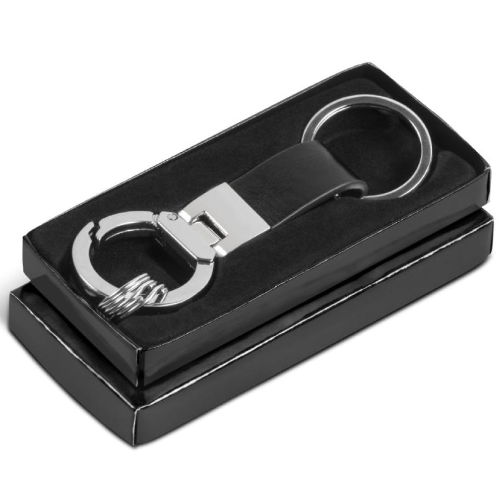 Black leather keyring