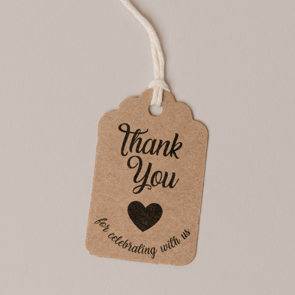 Thank you for celebrating with us thank you tag