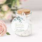 gold and green round thank you tags