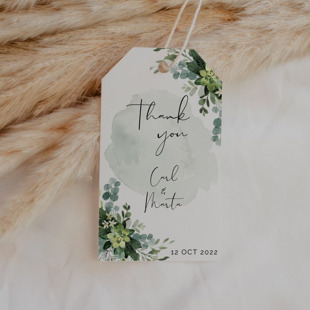 Thank You Tag with message - Green Eucalyptus Personalise it Simply Favours 