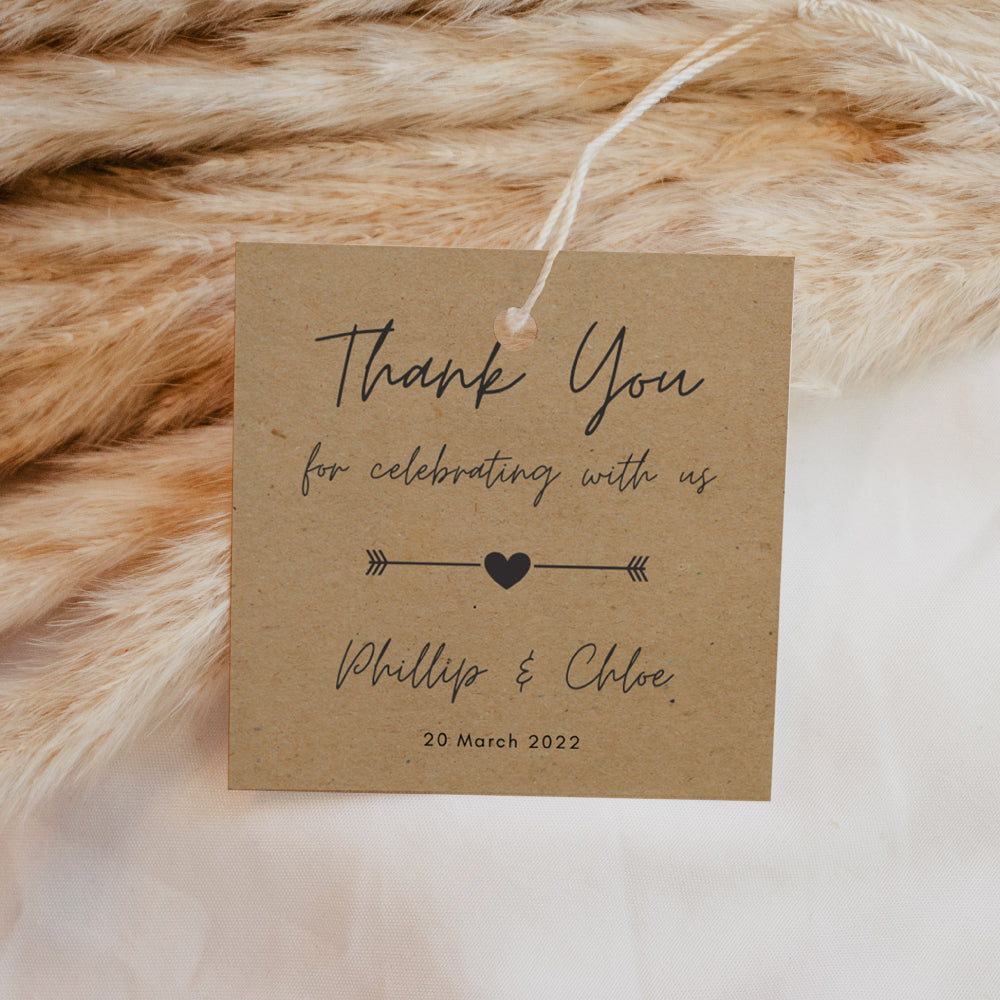 Square Thank You Tag - Simple Thank You II Gift Tags & Labels Simply Favours Black on kraft 