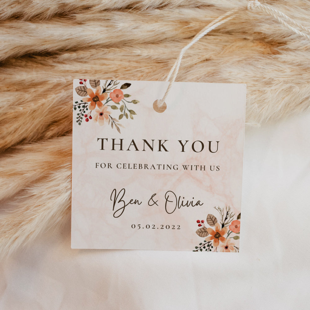 Square Thank You Tag - Autumn Hues Personalise it Simply Favours 