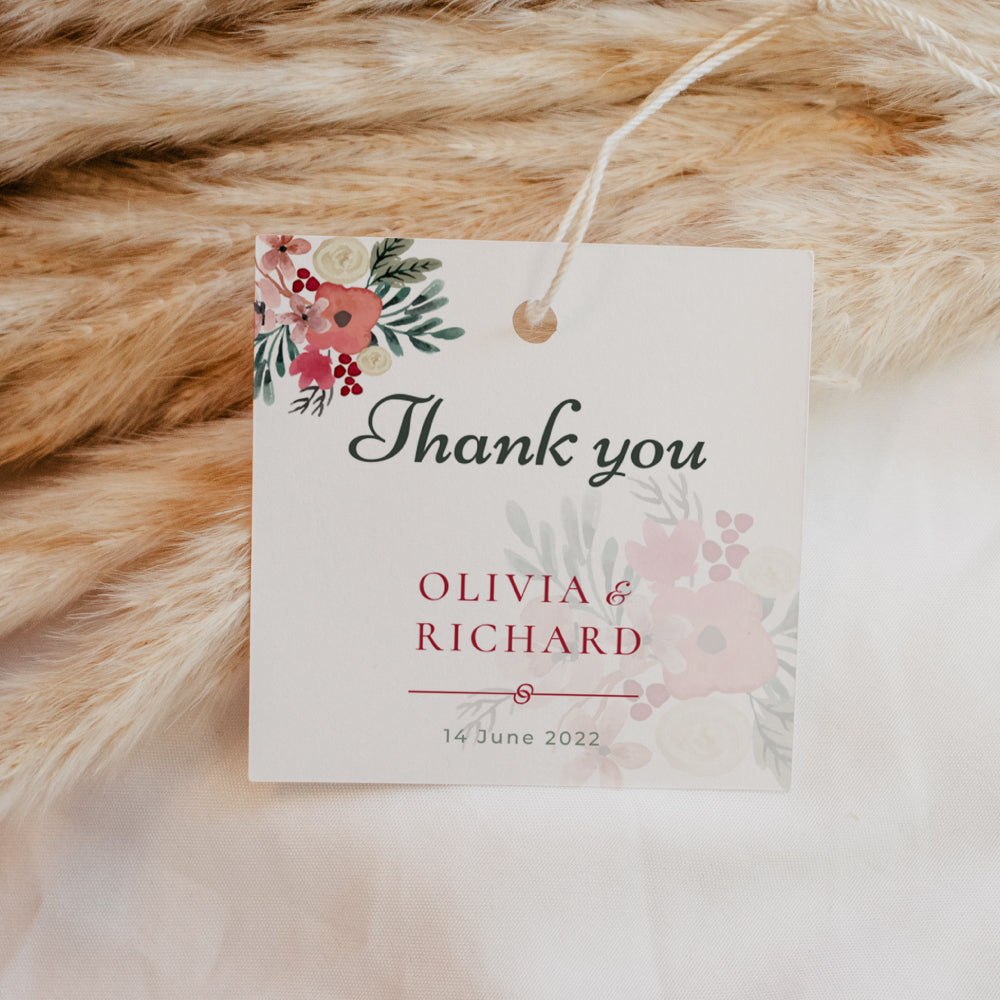 Square Thank You Tag - Autumn Hues II Personalise it Simply Favours 