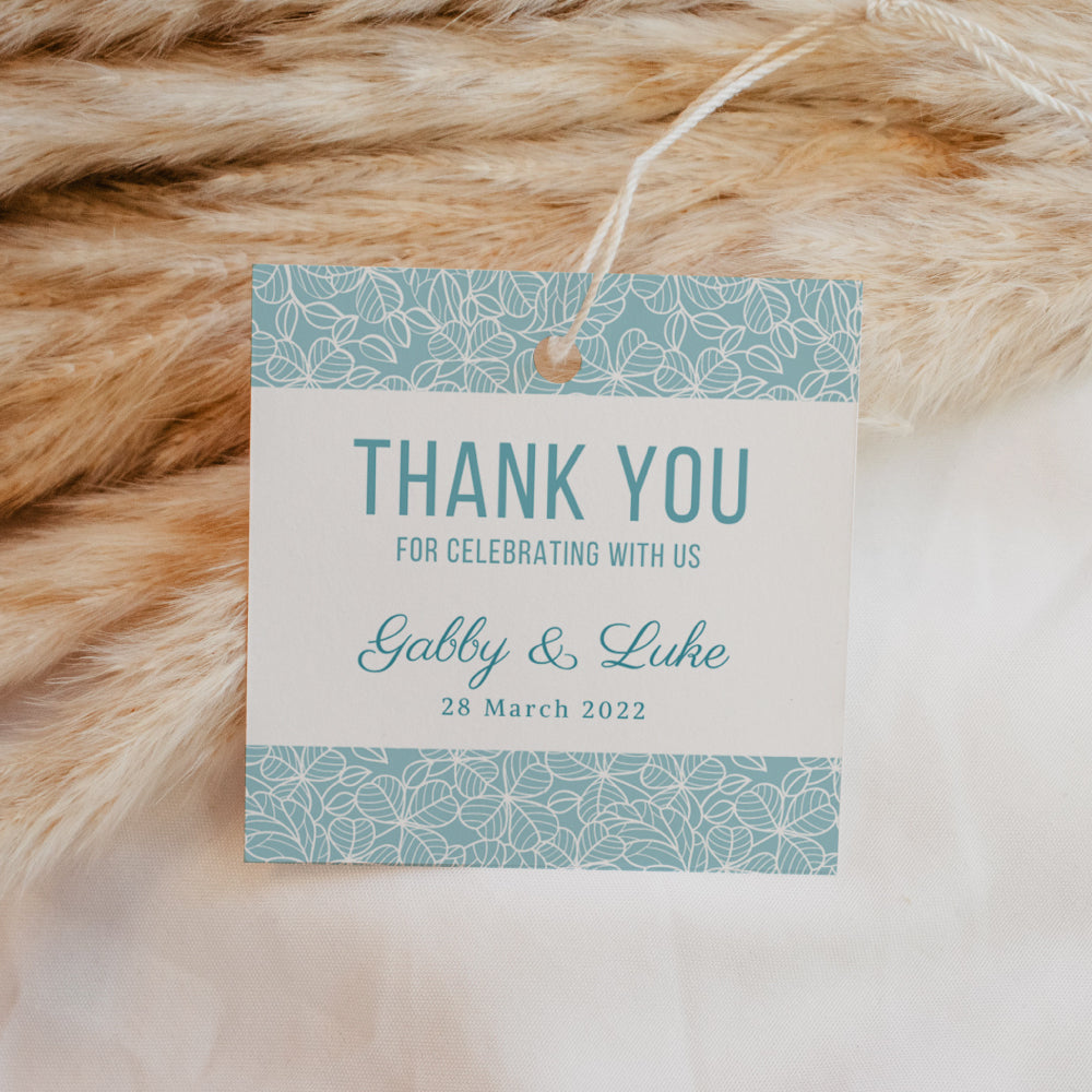 Square Thank You Tag - Coastal Hues Gift Tags & Labels Simply Favours 