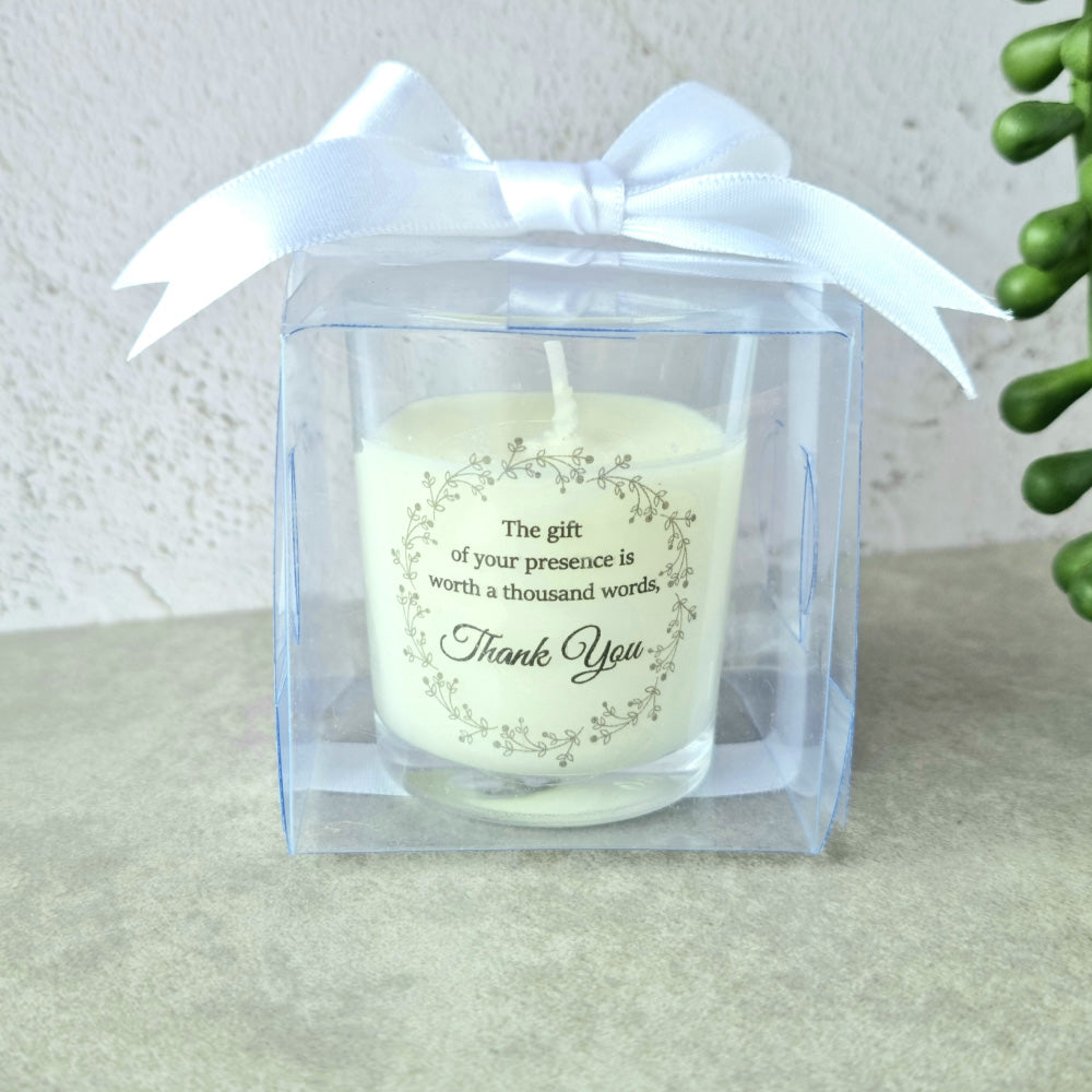 Personalised Votive Candle in box Practical Simply Favours 