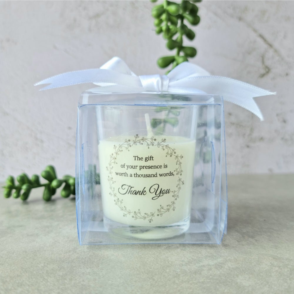 Personalised Votive Candle in box Practical Simply Favours 