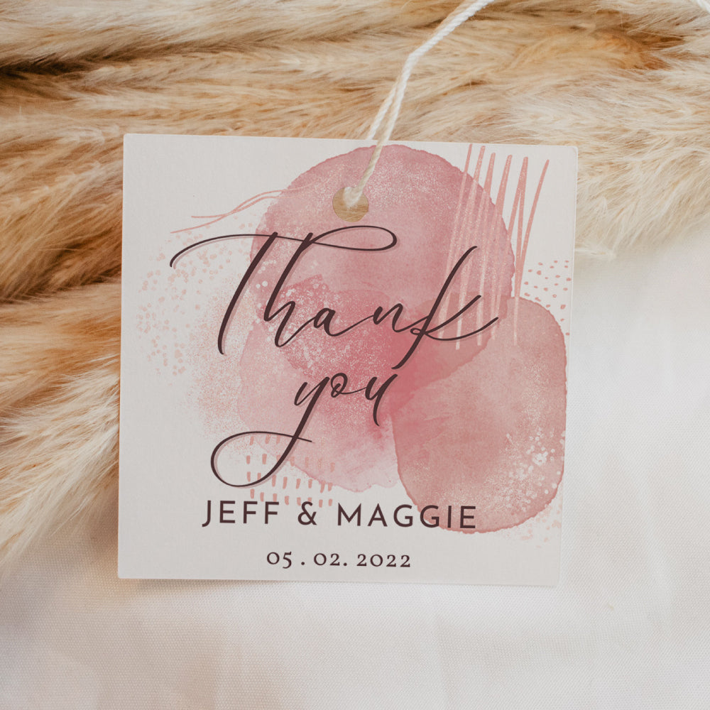 Blush Watercolour Square Thank You Tag